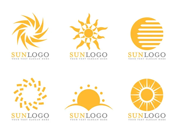 Orange Sun Logo Vektor Art Set Design — Stockvektor
