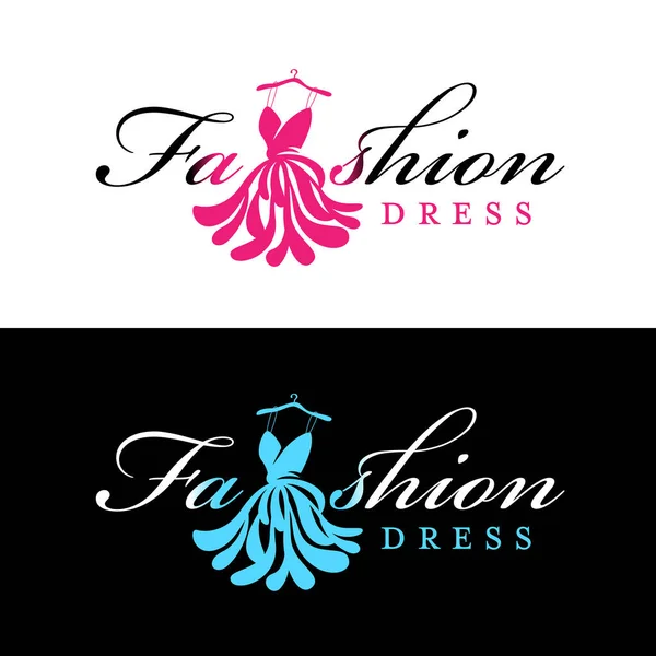 Roze Blauw Fashion Jurk Logo Voor Fashion Shop Business Vector — Stockvector