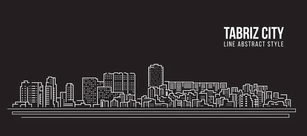 Cityscape Building Line Art Vector Diseño Ilustración Tabriz City — Archivo Imágenes Vectoriales