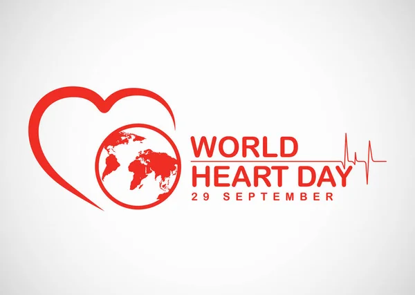 Banner Dia Coração Mundo Com Coração Vermelho Design Vetor Sinal —  Vetores de Stock