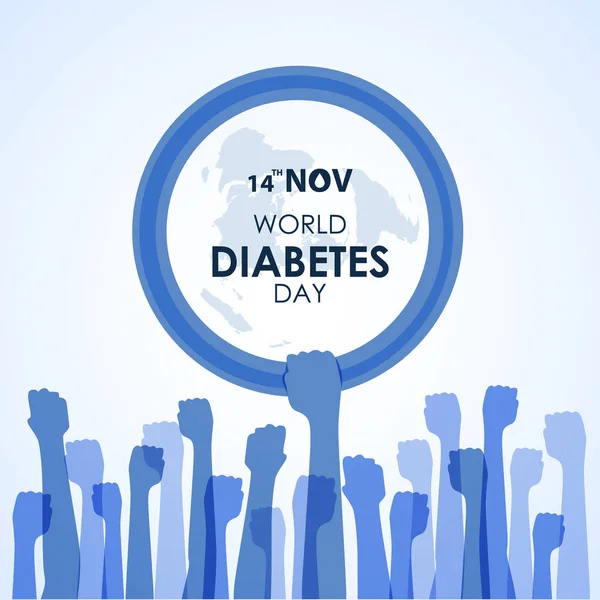 World Diabetes Day Medvetenhet Med Blå Hand Håll Hand Cirkel — Stock vektor