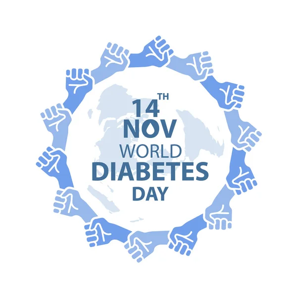 Conscientização Dia Mundial Diabetes Com Azul Mão Segurar Círculo Mão — Vetor de Stock