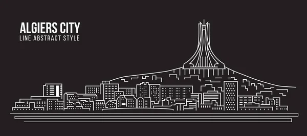 Cityscape Building Line Art Vector Diseño Ilustración Argel City — Vector de stock