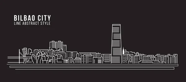 Cityscape Building Line Art Vector Illustration Design Bilbao City — Vettoriale Stock