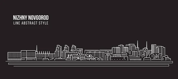 Paisaje Urbano Building Line Art Vector Diseño Ilustración Nizhny Novgorod — Vector de stock