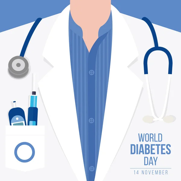 World Diabetes Day Awareness Meter Measures Blood Sugar Level Stethoscope — Stock Vector