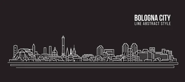 Cityscape Building Line Art Vector Diseño Ilustración Ciudad Bolonia — Archivo Imágenes Vectoriales