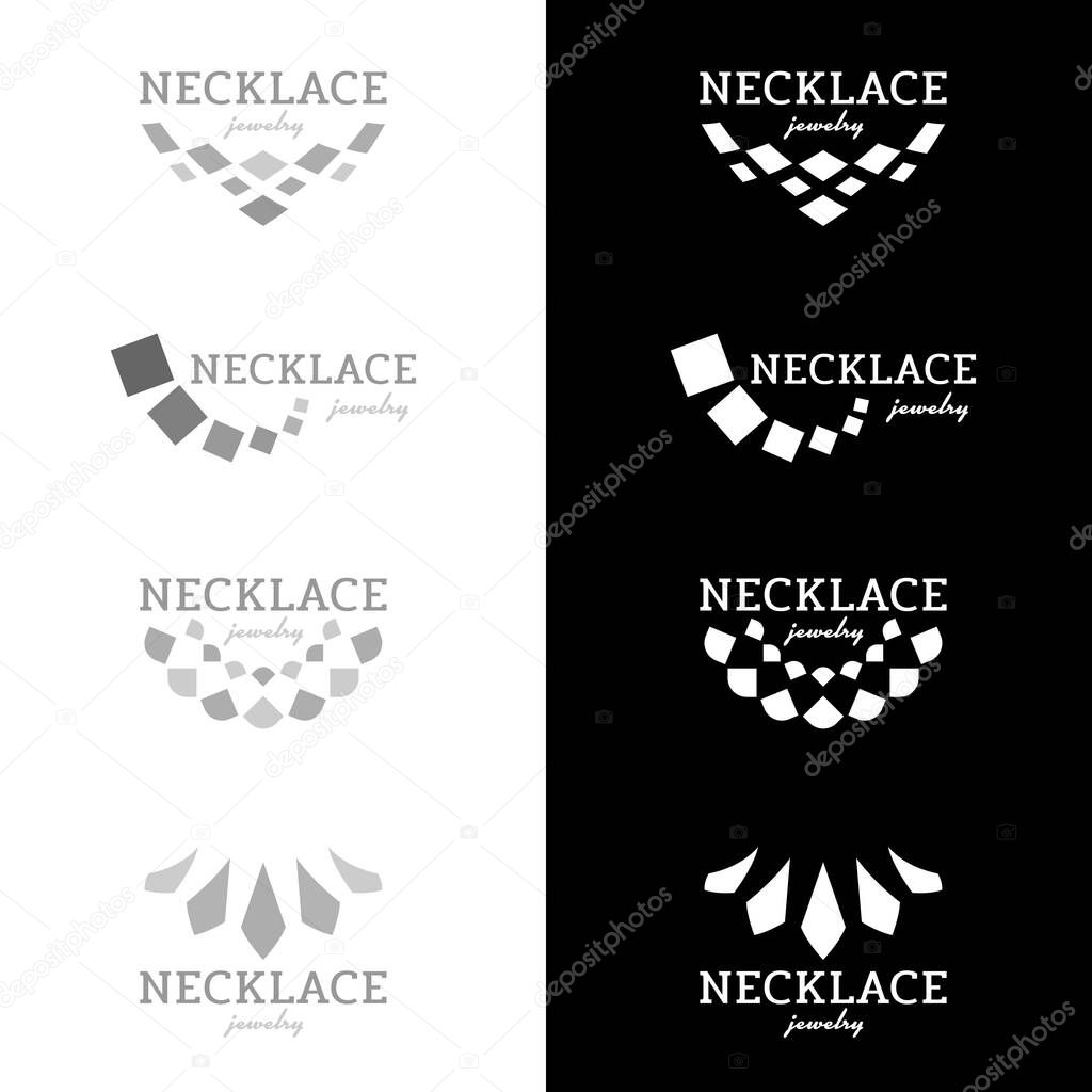 Necklace logo with square diamond shape black and gray  tone vector design