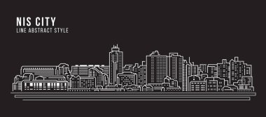 Cityscape Building Line art Vector Illustration design - Nis city