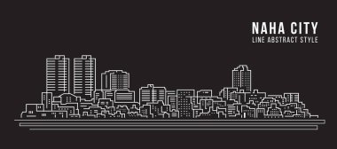 Cityscape Building Line art Vector Illustration design - Naha city