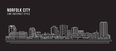 Cityscape Building Line art Vector Illustration design - Norfolk city