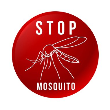 Sivrisinek metnini durdur ve sınır çizgisi sivrisinek tasarımı ile kırmızı daire pankartı