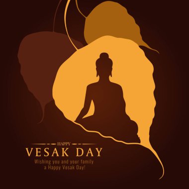 Bodhi yaprağı ağaç vektör tasarımında Buda işareti olan Vesak günü pankartı