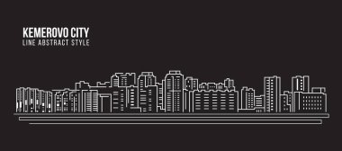 Cityscape Building Line Art Vector Illustration Design - Kemerovo Şehri