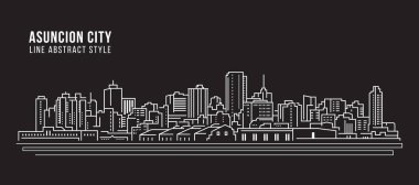 Cityscape Building Line art Vector Illustration design - Asuncion city