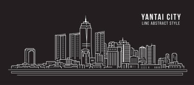 Cityscape Building Line art Vector Illustration design - Yantai city