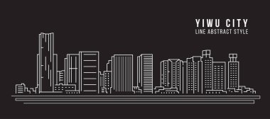 Cityscape Building Line art Vector Illustration design - Yiwu city