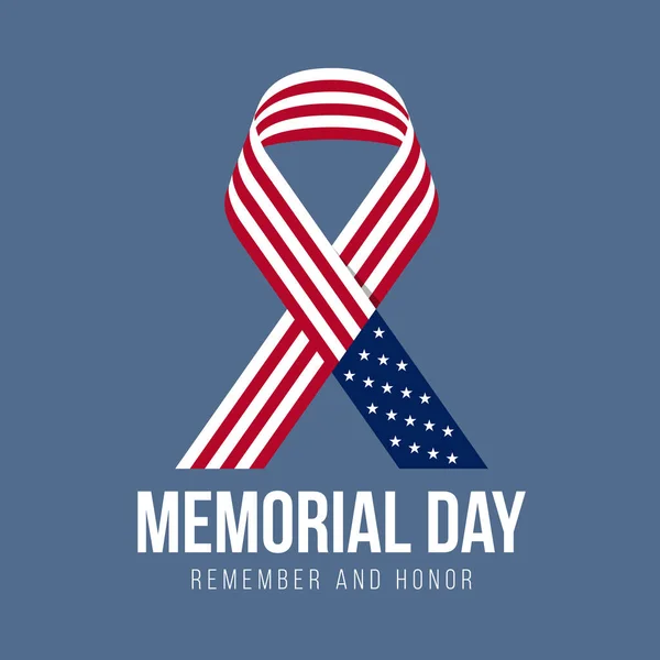 Memorial Day Banner United States Ribbon Sign Vector Design — Stock Vector