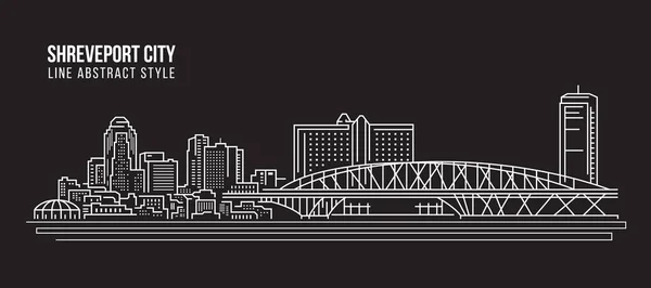 Cityscape Building Line Art Vector Illustration Design Shreveport City — Image vectorielle