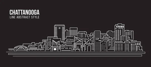 Cityscape Building Line Art Vector Illustratie Ontwerp Chattanooga Stad — Stockvector