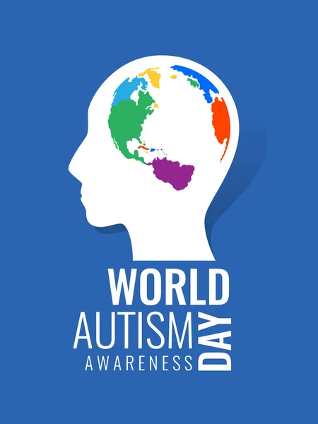 Día Mundial Concientización Del Autismo Con Colorido Signo Del Mapa — Vector de stock