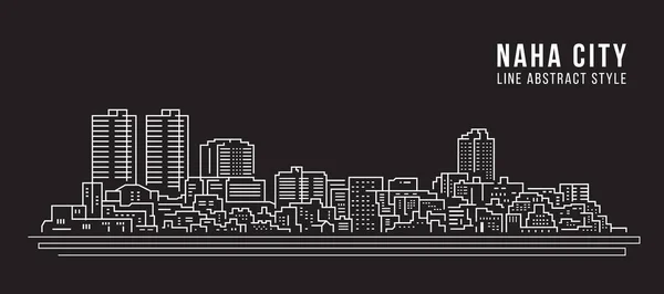Cityscape Building Line Art Vector Illustration Design Město Naha — Stockový vektor