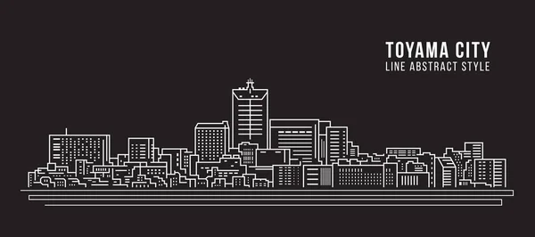 Cityscape Building Line Art Vector Illustration Design Toyama City — Stockový vektor