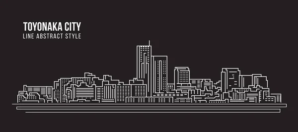 Cityscape Building Line Konst Vektor Illustration Design Toyonaka Stad — Stock vektor