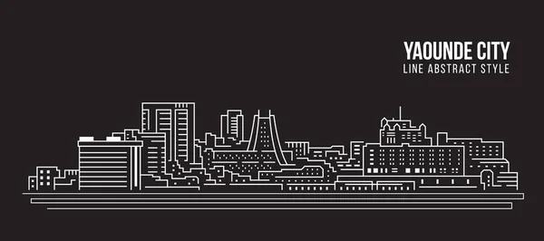 Cityscape Building Line Art Vector Illustration Design Yaounde City — 스톡 벡터