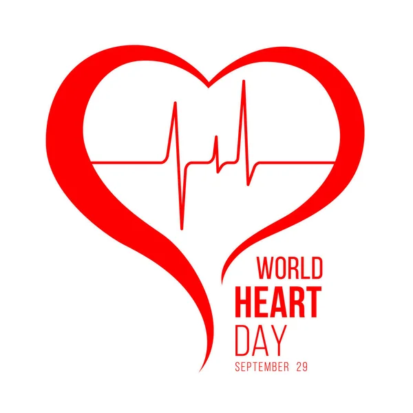 Banner Dia Coração Mundial Com Coração Vermelho Coração Onda Design —  Vetores de Stock