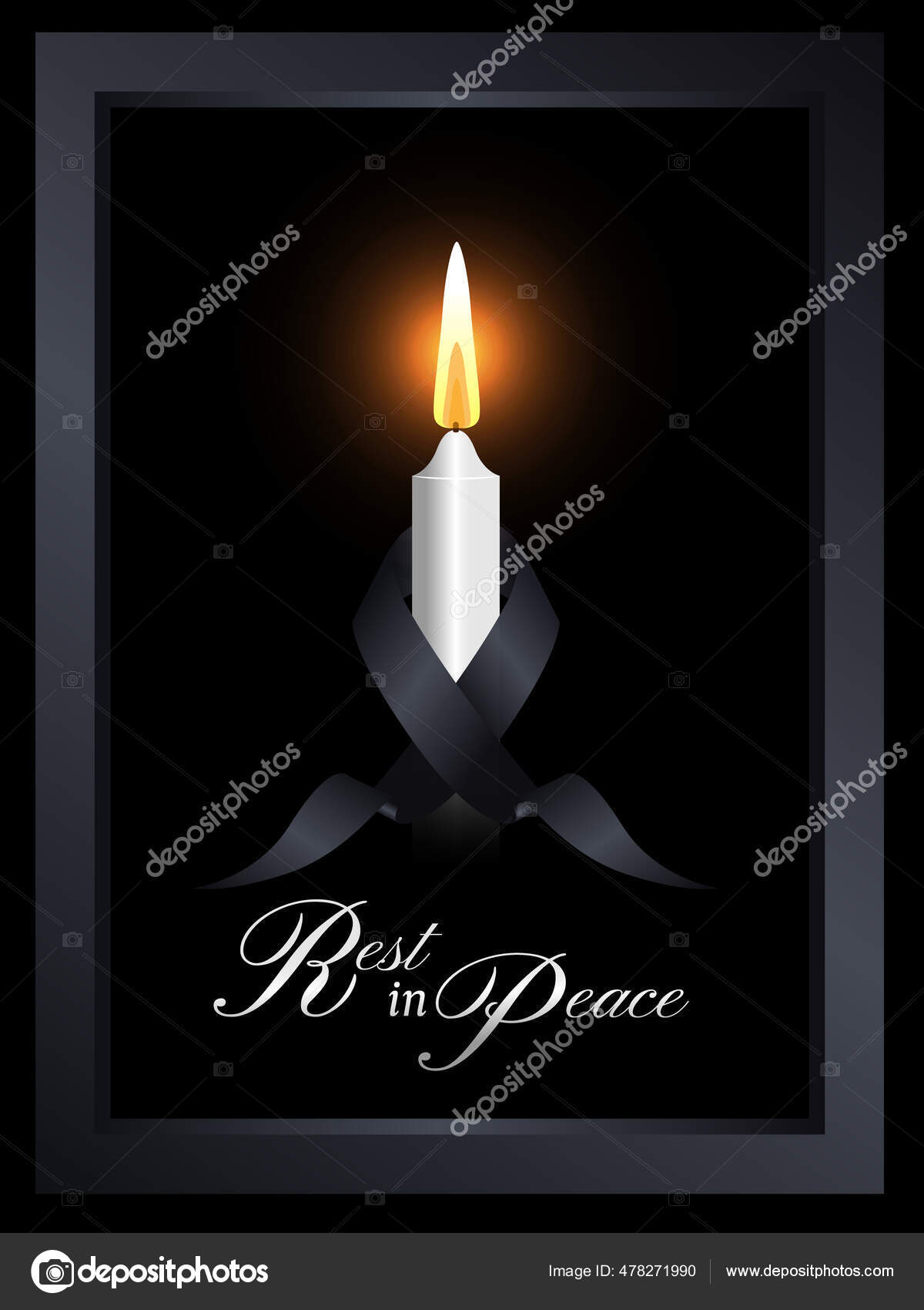 Trauersymbol Mit Schwarzer Schleife Weißes Kerzenlicht Rahmen Auf Schwarzem  Hintergrund Stock-Vektorbild von ©Beginos 478271990, image size:1200x1700