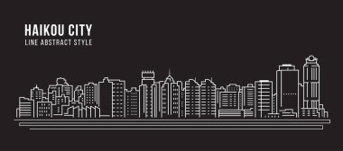Cityscape Building Line art Vector Illustration design - Haikou city