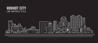 Cityscape Building Line Art Vector Illustration tasarımı - Hohhot city