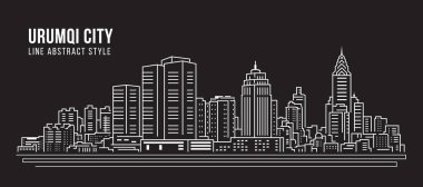 Cityscape Building Line art Vector Illustration design - Urumqi city