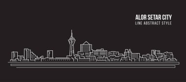 Cityscape Building Line art Vector Illustration design - Alor setar city