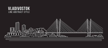 Cityscape Building Line art Vector Illustration design - Vladivostok city clipart