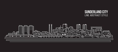 Cityscape Building Line Art Vector Illustration tasarımı - Sunderland City