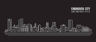 Cityscape Building Line Sanat Vektörü İllüstrasyon Tasarımı - Eindhoven Şehri