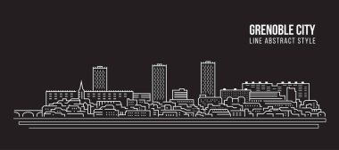 Cityscape Building Line Art Vector Illustration tasarımı - Grenoble City