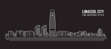 Cityscape Building Line Art Vector Illustration Design - Limasol Şehri