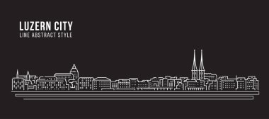 Cityscape Building Line art Vector Illustration design - Luzern city