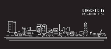 Cityscape Building Line art Vector Illustration design - Utrecht city