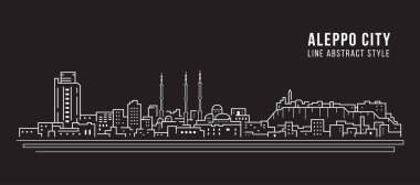 Cityscape Building Line art Vector Illustration design - Aleppo city clipart