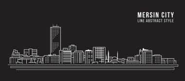 Cityscape Building Line art Vector Illustration design - Mersin city