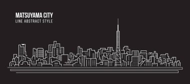 Cityscape Building Line art Vector Illustration design - Matsuyama city