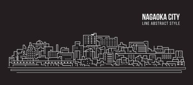 Cityscape Building Line Art Vector Illustration Design - Nagaoka Şehri