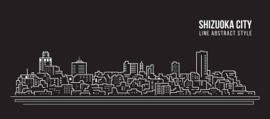 Cityscape Building Line Sanat Vektörü İllüstrasyon Tasarımı - Shizuoka Şehri