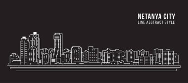 Cityscape Building Line art Vector Illustration design - Netanya city clipart