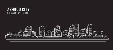 Cityscape Building Line Art Vector Illustration Design - Ashdod Şehri