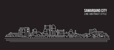 Cityscape Building Line art Vector Illustration design - Samarqand city